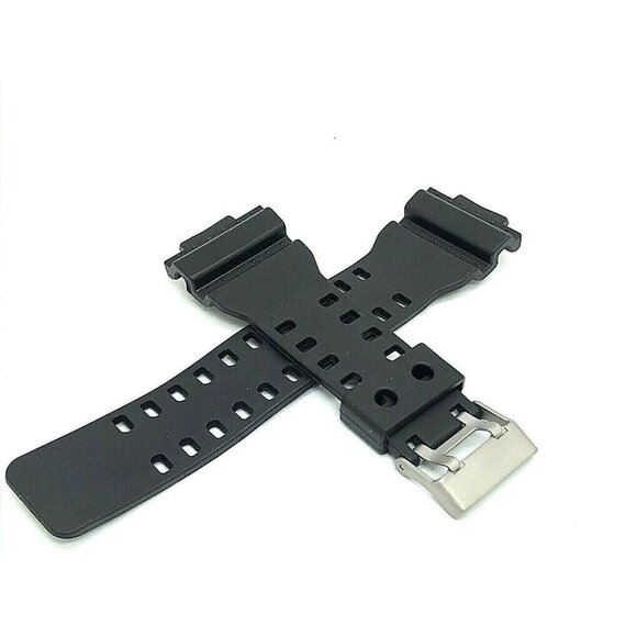 Men's Watch Band Replacement Black Rubber Strap 15.5/29mm Lug Silver Buc… - Picture 1 of 8